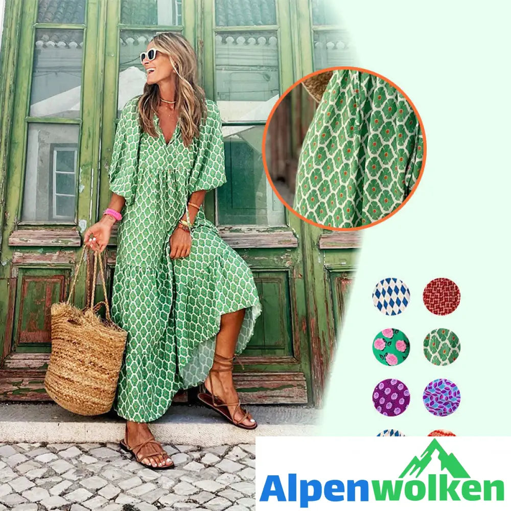 Alpenwolken - Strandkleid Mit Puffärmeln