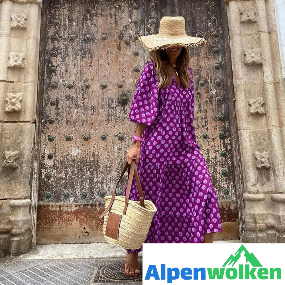 Alpenwolken - Strandkleid Mit Puffärmeln