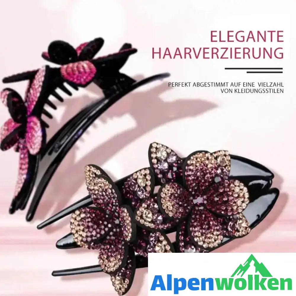 Alpenwolken - Strass Doppelblume Haarspange | festival frisuren