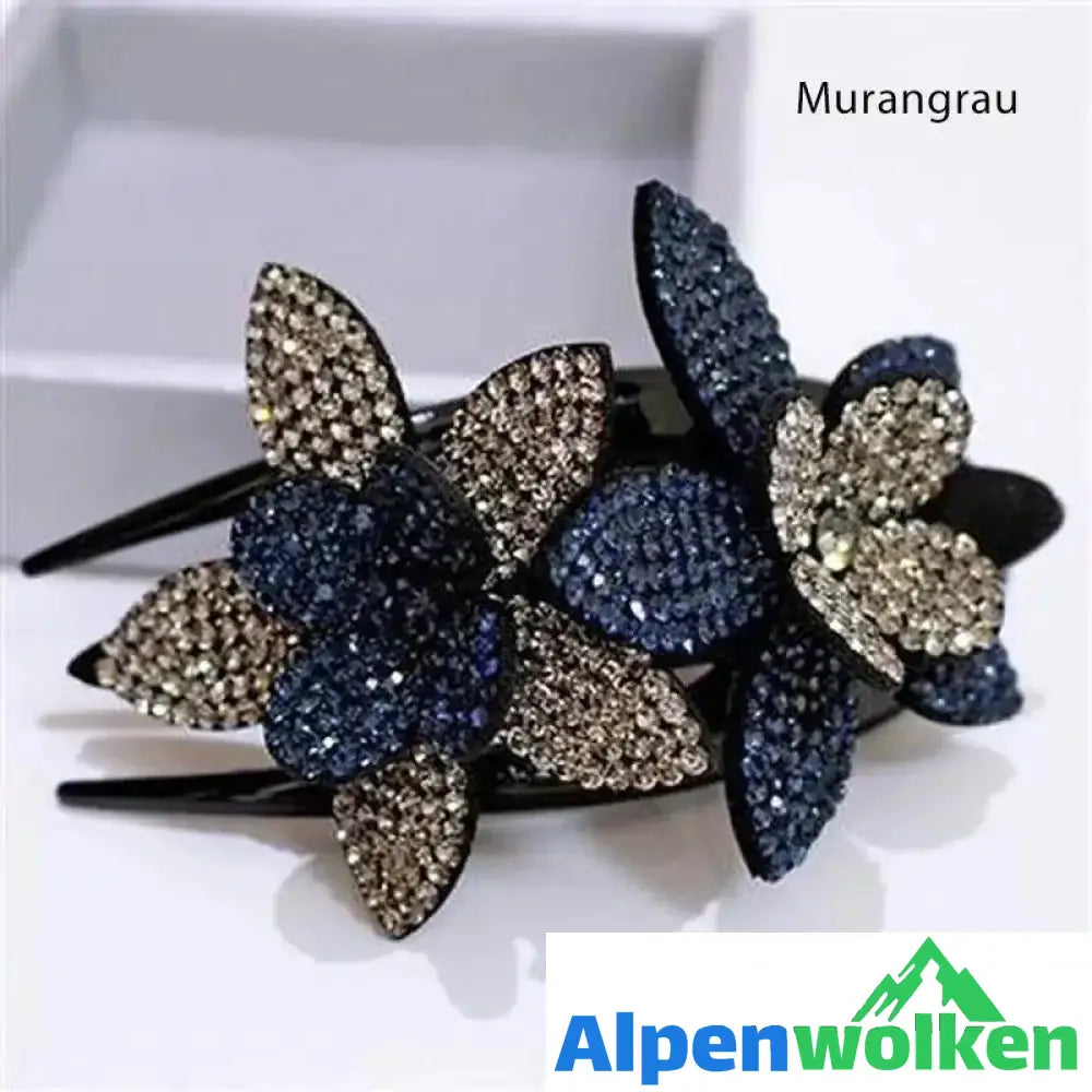 Alpenwolken - Strass Doppelblume Haarspange | festival frisuren