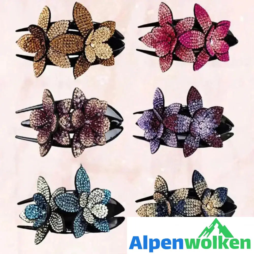 Alpenwolken - Strass Doppelblume Haarspange | festival frisuren