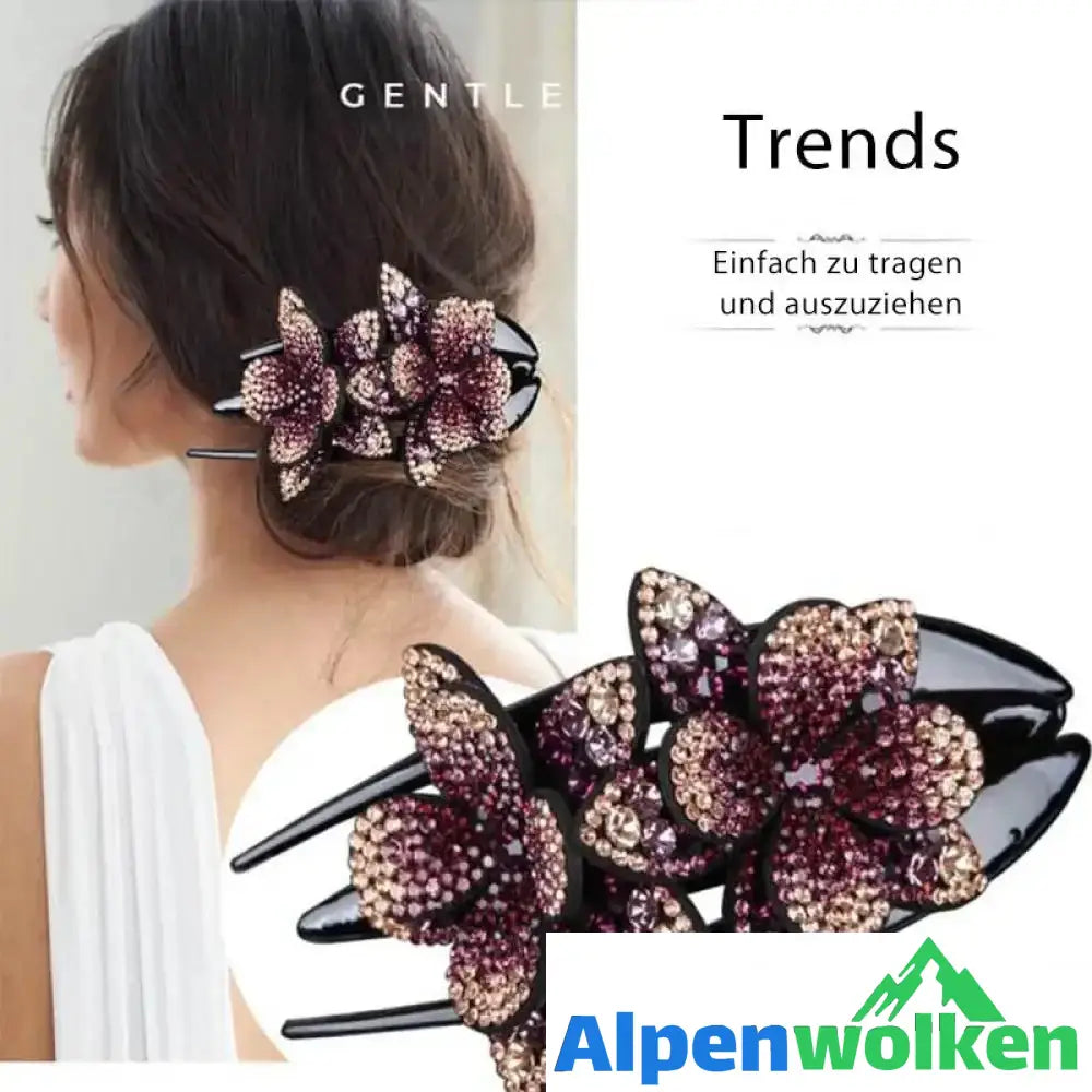 Alpenwolken - Strass Doppelblume Haarspange | festival frisuren