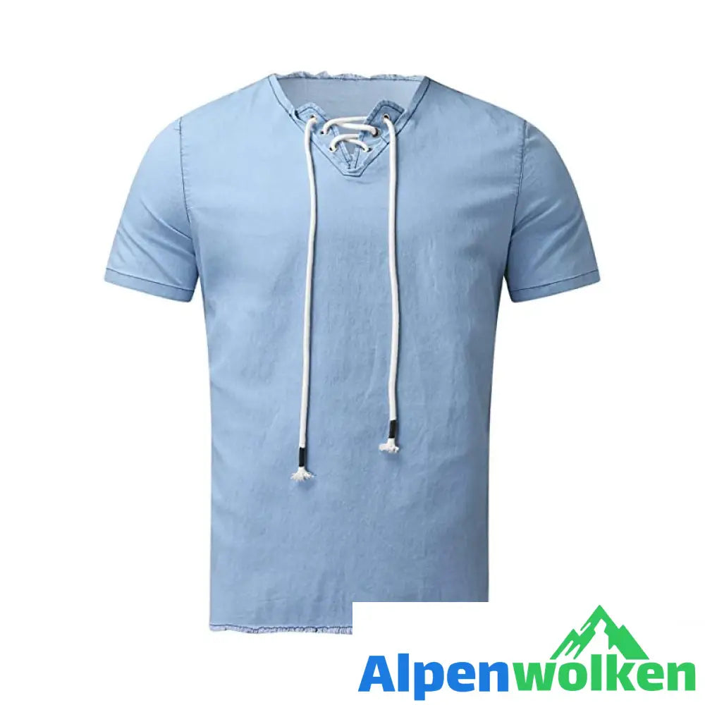 Alpenwolken - Stretch-Jeanshemd mit Schnürung für Herren