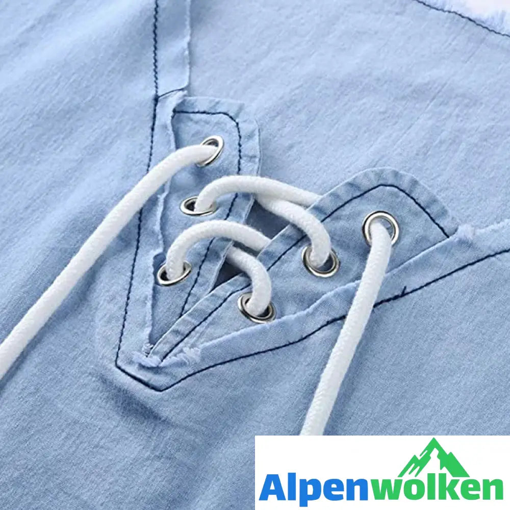 Alpenwolken - Stretch-Jeanshemd mit Schnürung für Herren