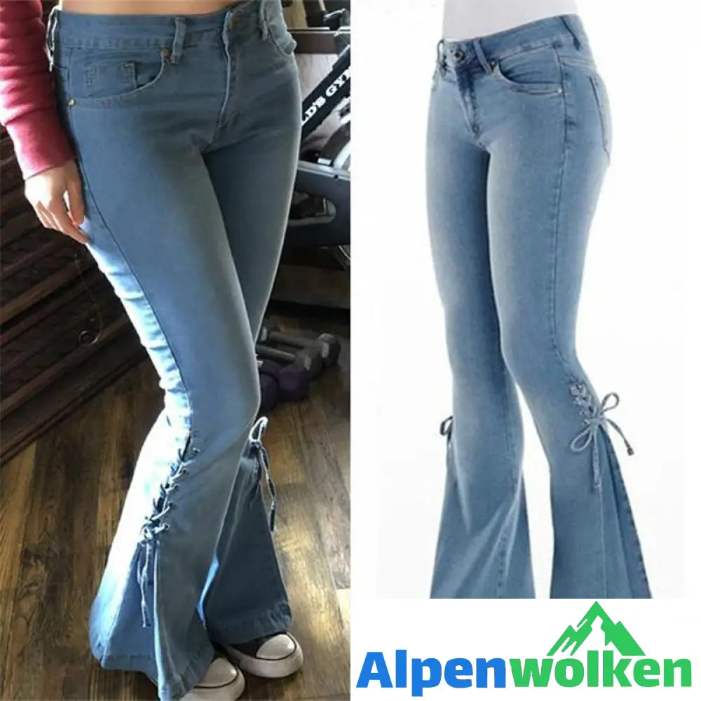 Alpenwolken - Stretchjeans mit Schleife