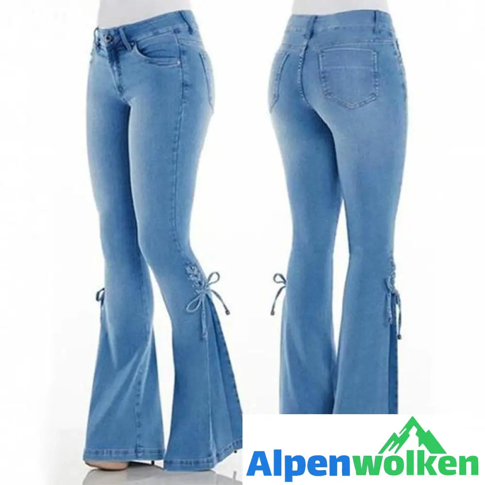 Alpenwolken - Stretchjeans mit Schleife