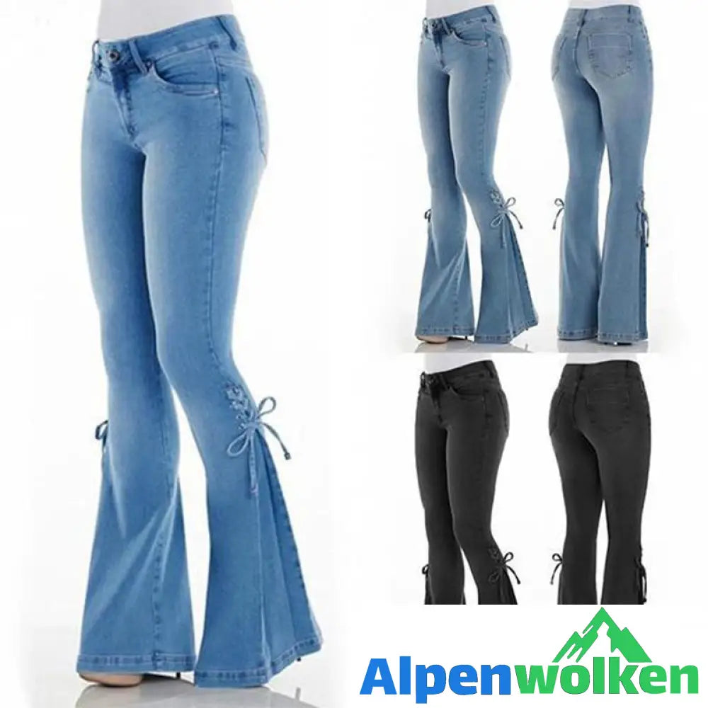 Alpenwolken - Stretchjeans mit Schleife