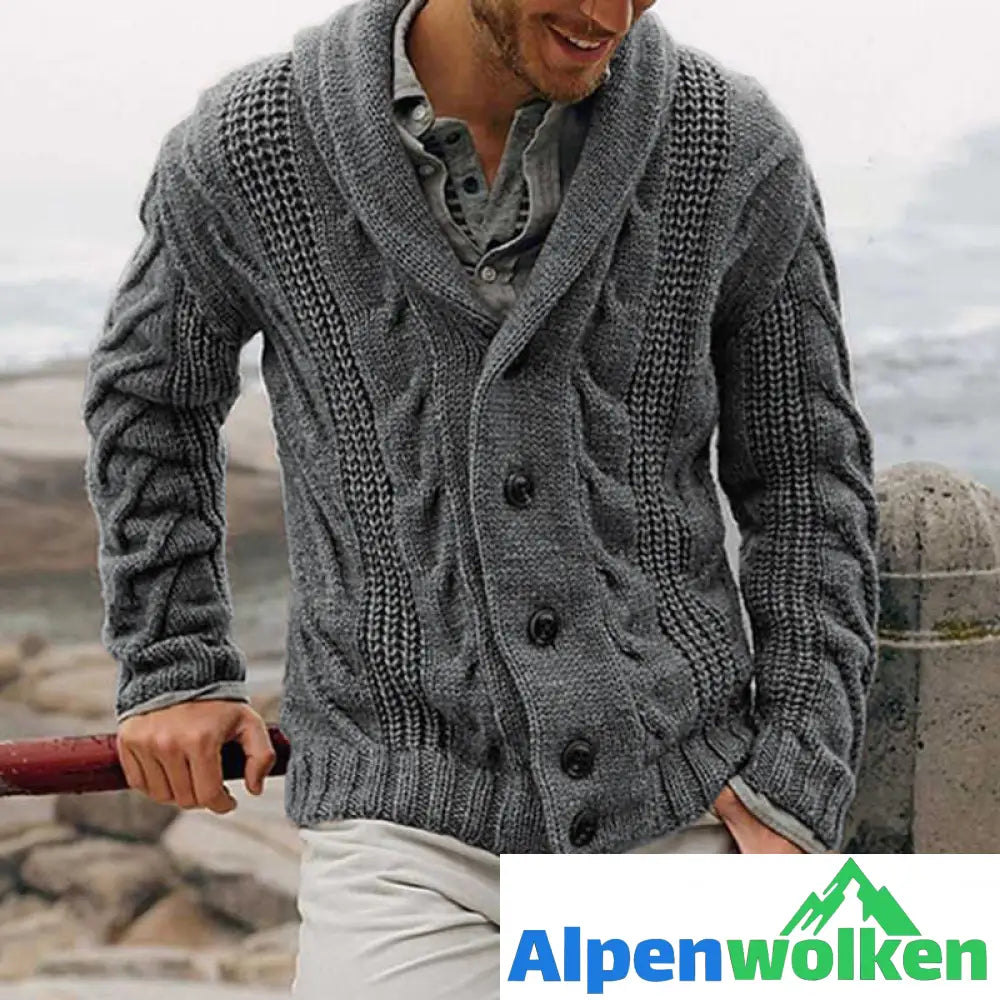 Alpenwolken - Strickjacke Cardigan Mit V-Ausschnitt