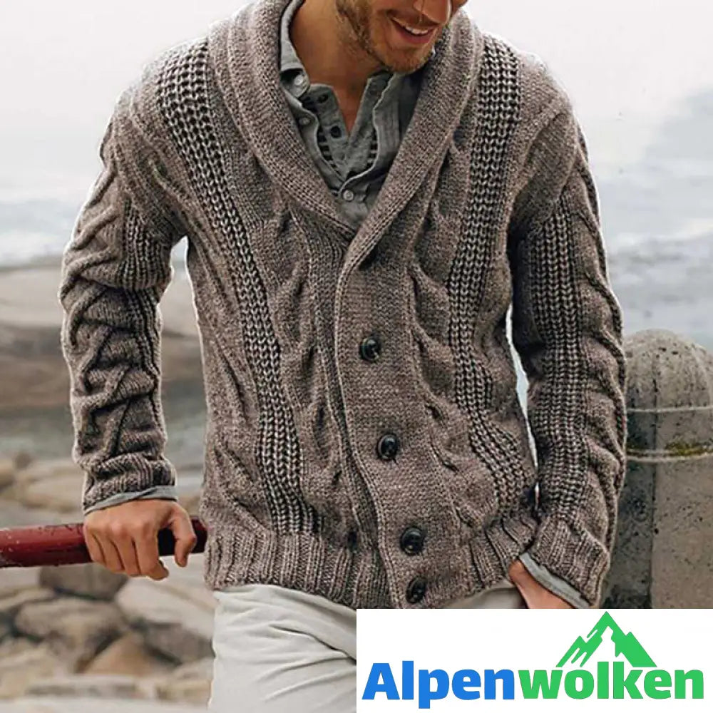 Alpenwolken - Strickjacke Cardigan Mit V-Ausschnitt