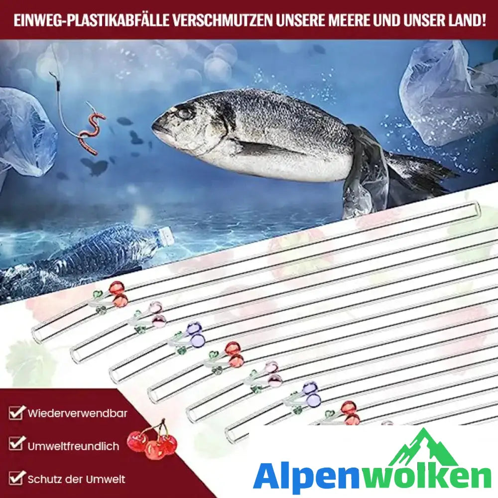 Alpenwolken - Strohhalme aus farbigem Glas