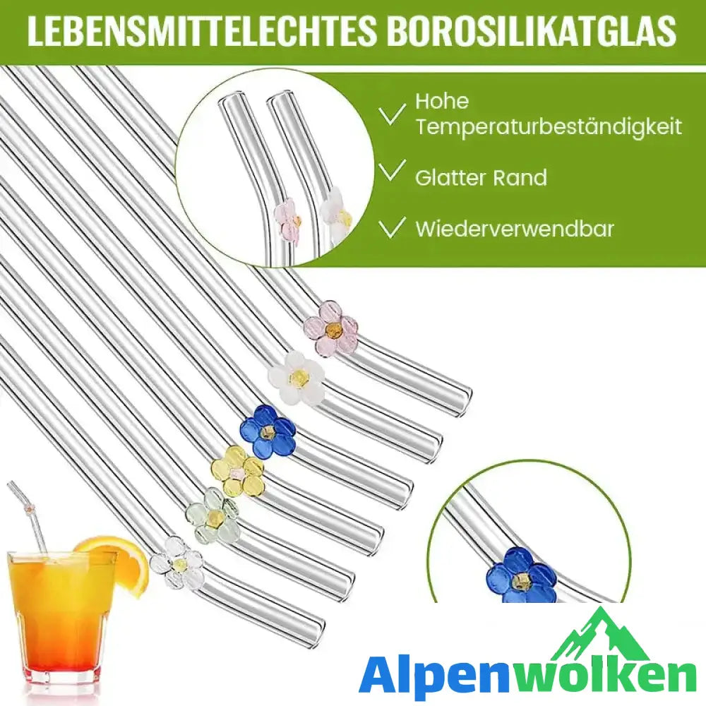 Alpenwolken - Strohhalme aus farbigem Glas