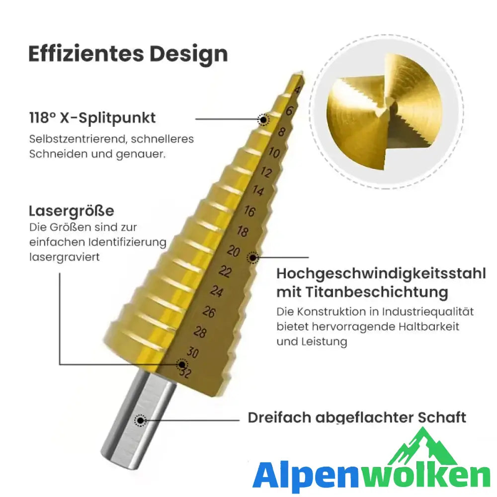 Alpenwolken - Stufenbohrer Nutsäge Bohrer Set(6 Stück)