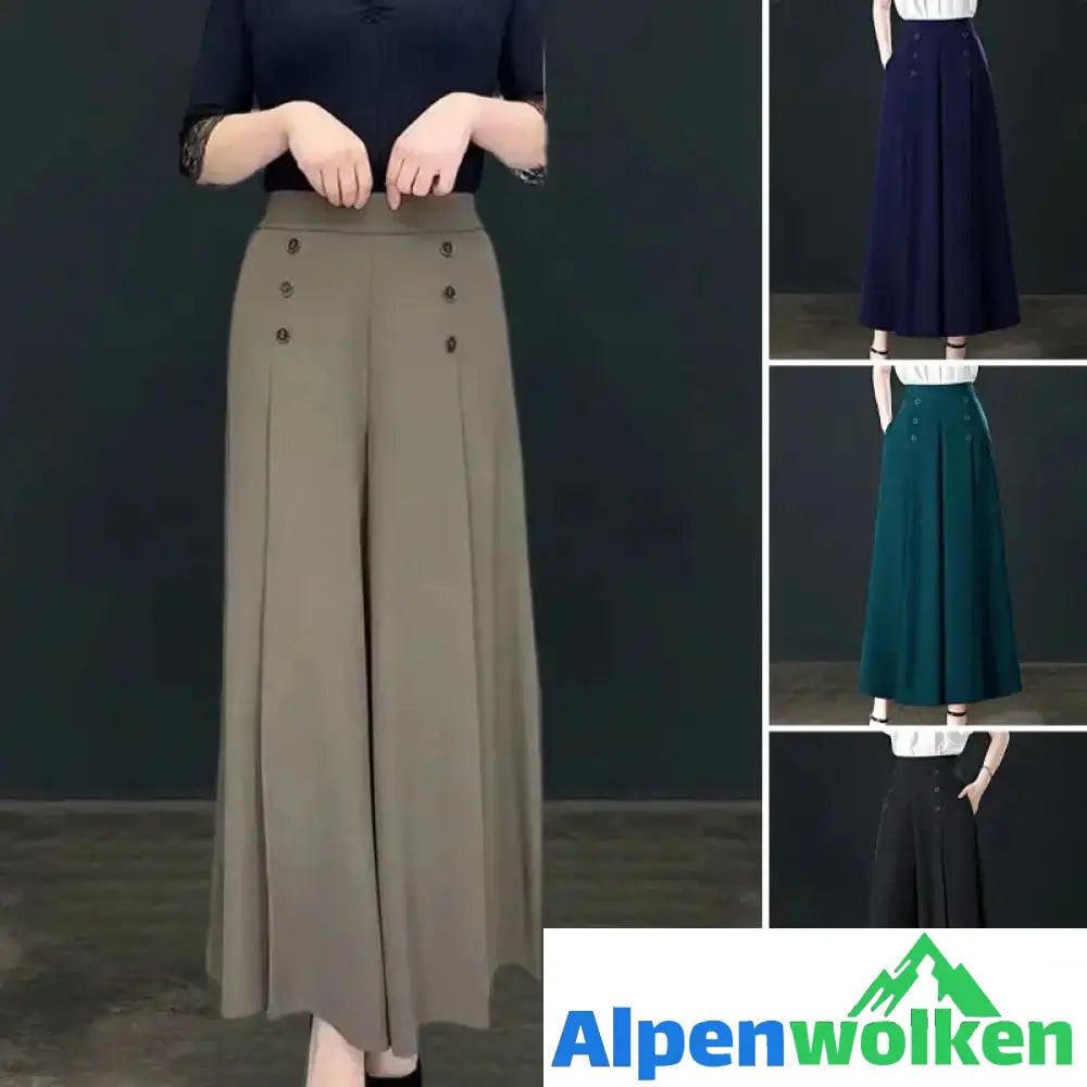 Alpenwolken - Stylische Plissierte Hose Mit Weitem Bein