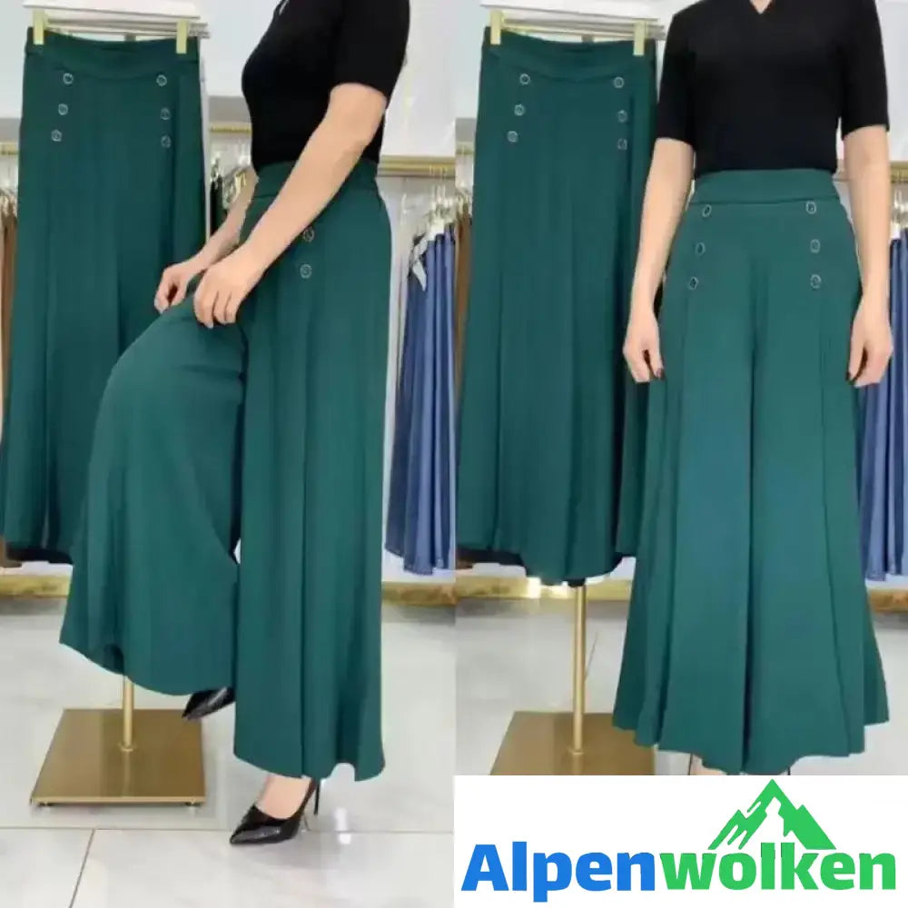 Alpenwolken - Stylische Plissierte Hose Mit Weitem Bein