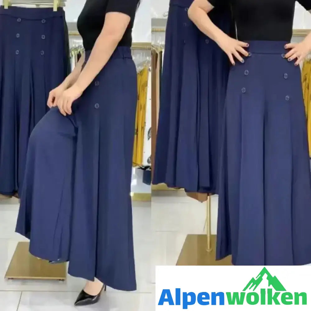 Alpenwolken - Stylische Plissierte Hose Mit Weitem Bein