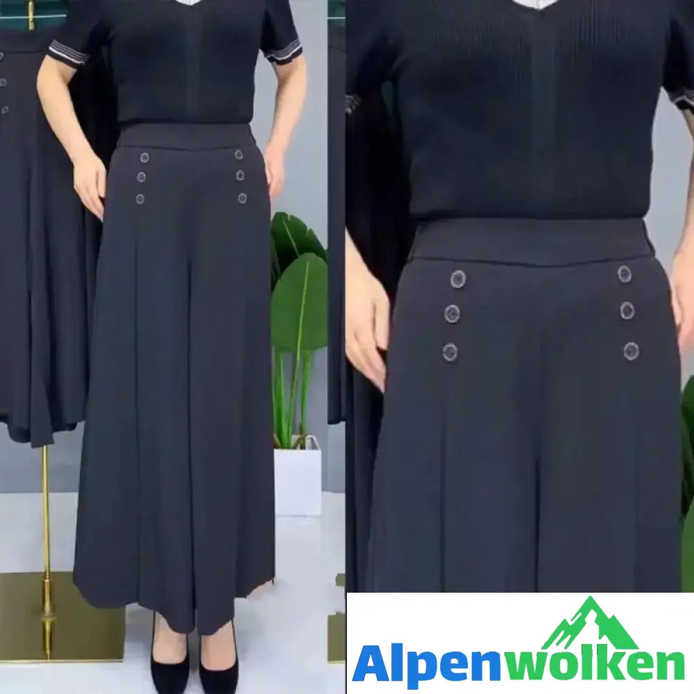 Alpenwolken - Stylische Plissierte Hose Mit Weitem Bein