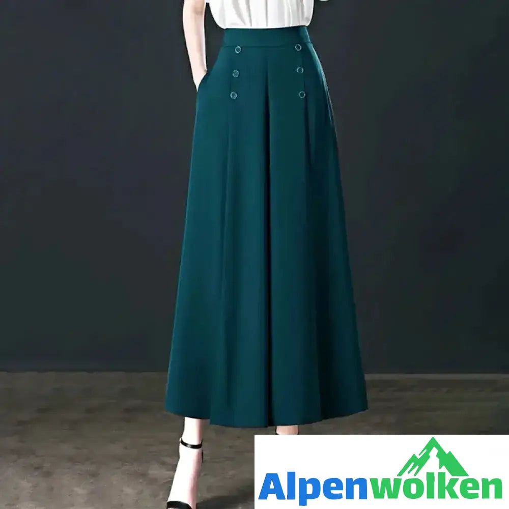 Alpenwolken - Stylische Plissierte Hose Mit Weitem Bein Grün