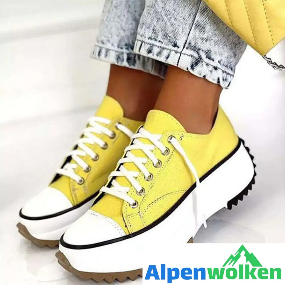 Alpenwolken - Stylische Segeltuchschuhe Mit Dicken Sohlen