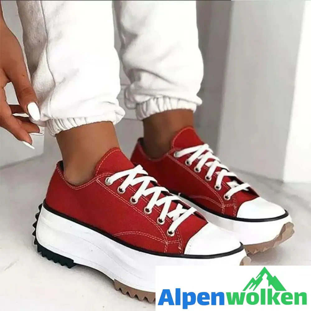 Alpenwolken - Stylische Segeltuchschuhe Mit Dicken Sohlen