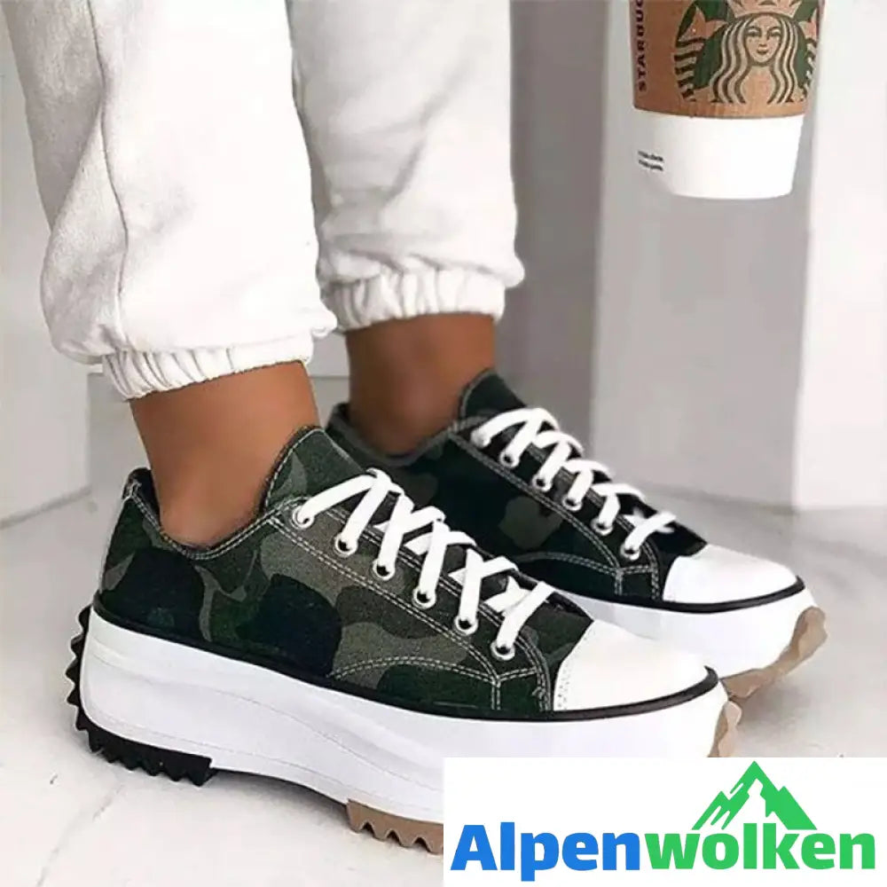 Alpenwolken - Stylische Segeltuchschuhe Mit Dicken Sohlen