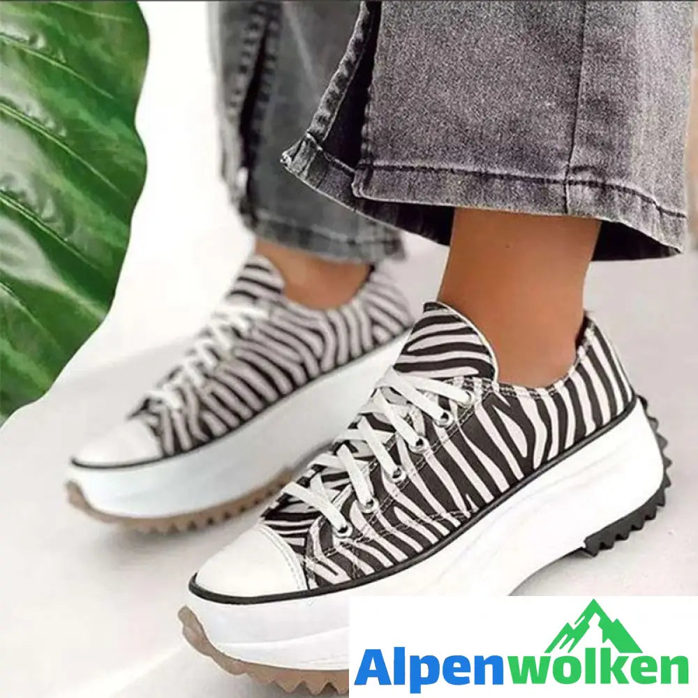 Alpenwolken - Stylische Segeltuchschuhe Mit Dicken Sohlen