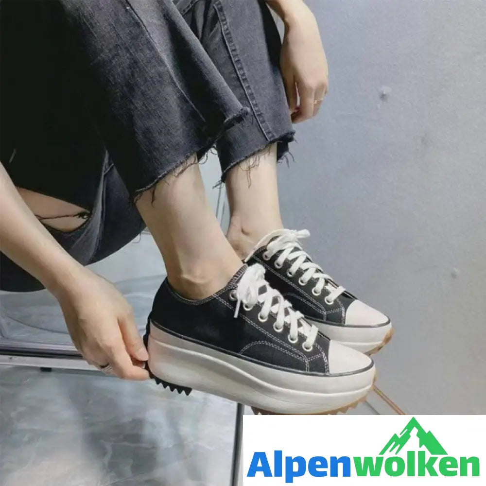 Alpenwolken - Stylische Segeltuchschuhe Mit Dicken Sohlen