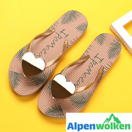 Alpenwolken - Stylische Sommer Strandsandalen mit Pfirsichherz für Damen