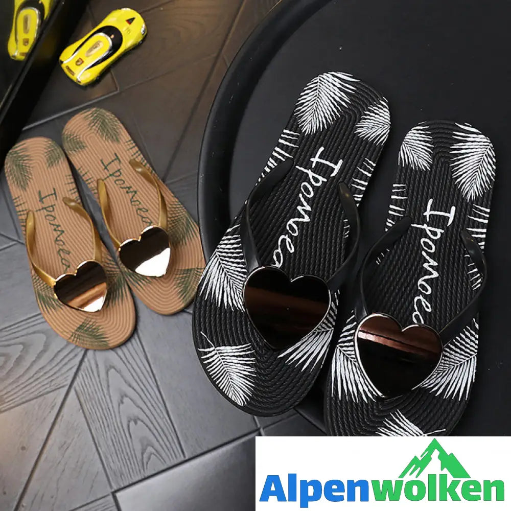 Alpenwolken - Stylische Sommer Strandsandalen mit Pfirsichherz für Damen