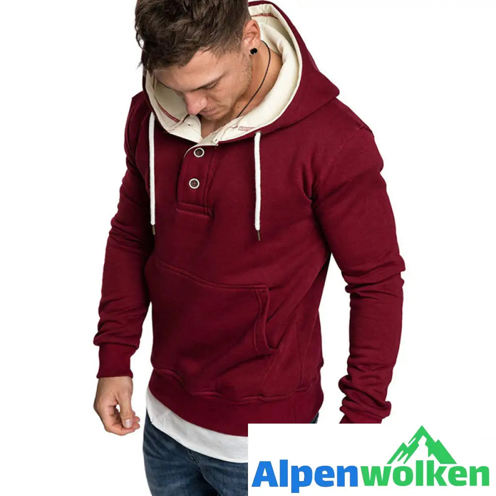 Alpenwolken - Stylischer Kapuzenpullover mit Knöpfen für Herren