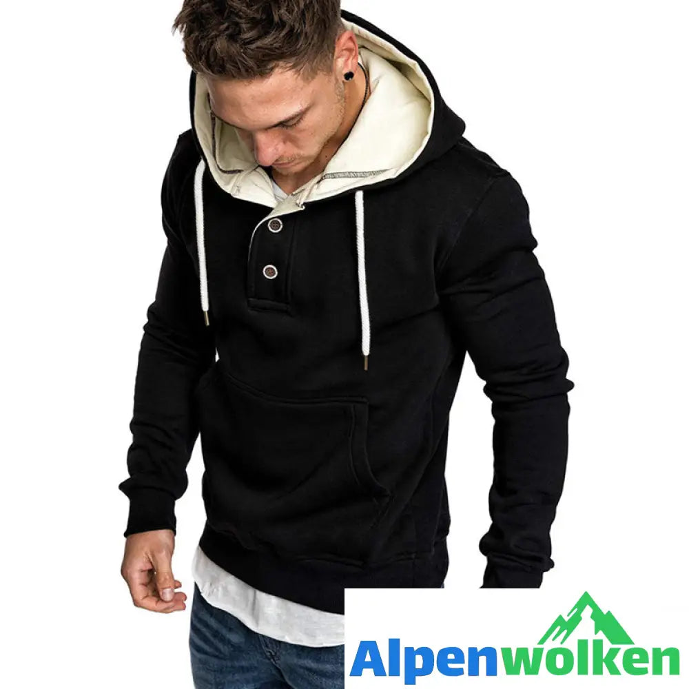 Alpenwolken - Stylischer Kapuzenpullover mit Knöpfen für Herren