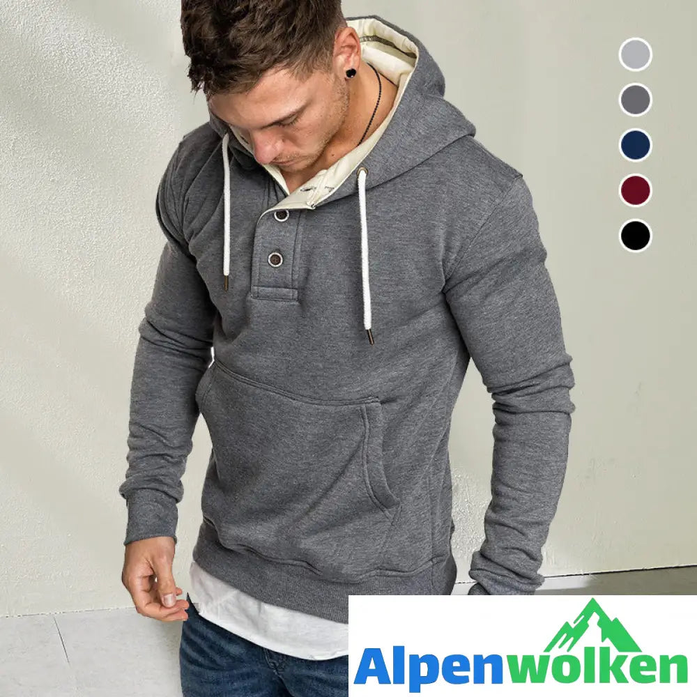 Alpenwolken - Stylischer Kapuzenpullover mit Knöpfen für Herren