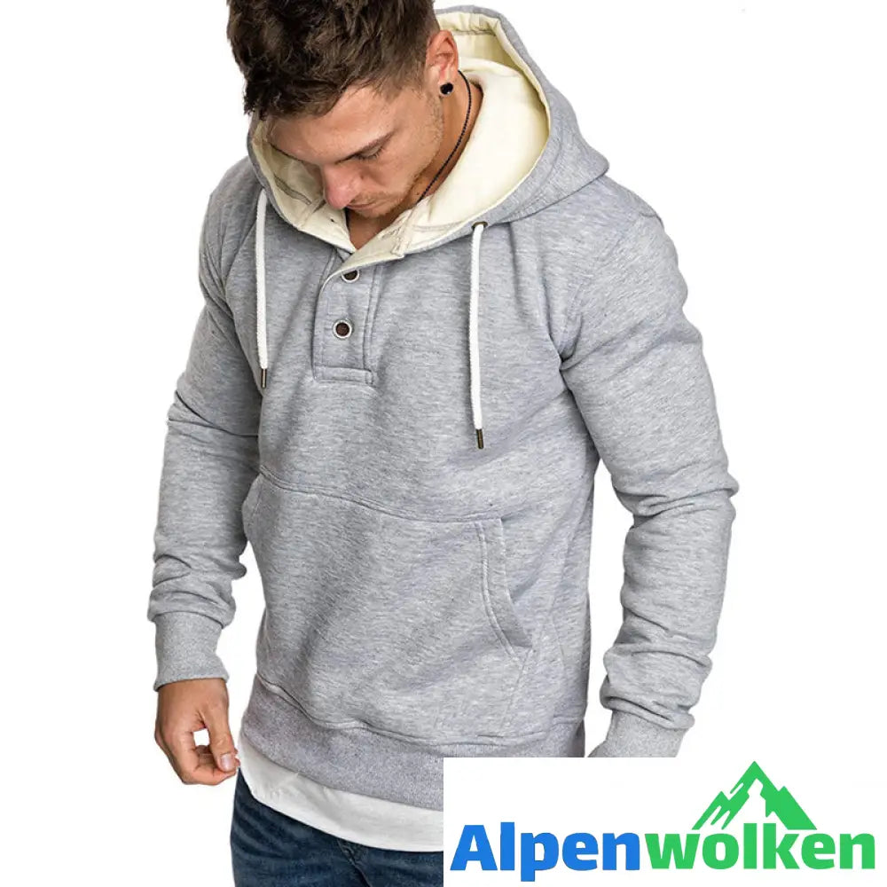 Alpenwolken - Stylischer Kapuzenpullover mit Knöpfen für Herren