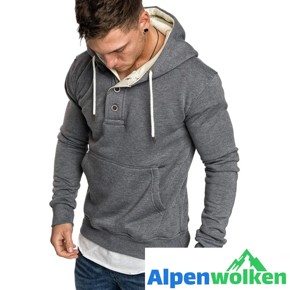 Alpenwolken - Stylischer Kapuzenpullover mit Knöpfen für Herren