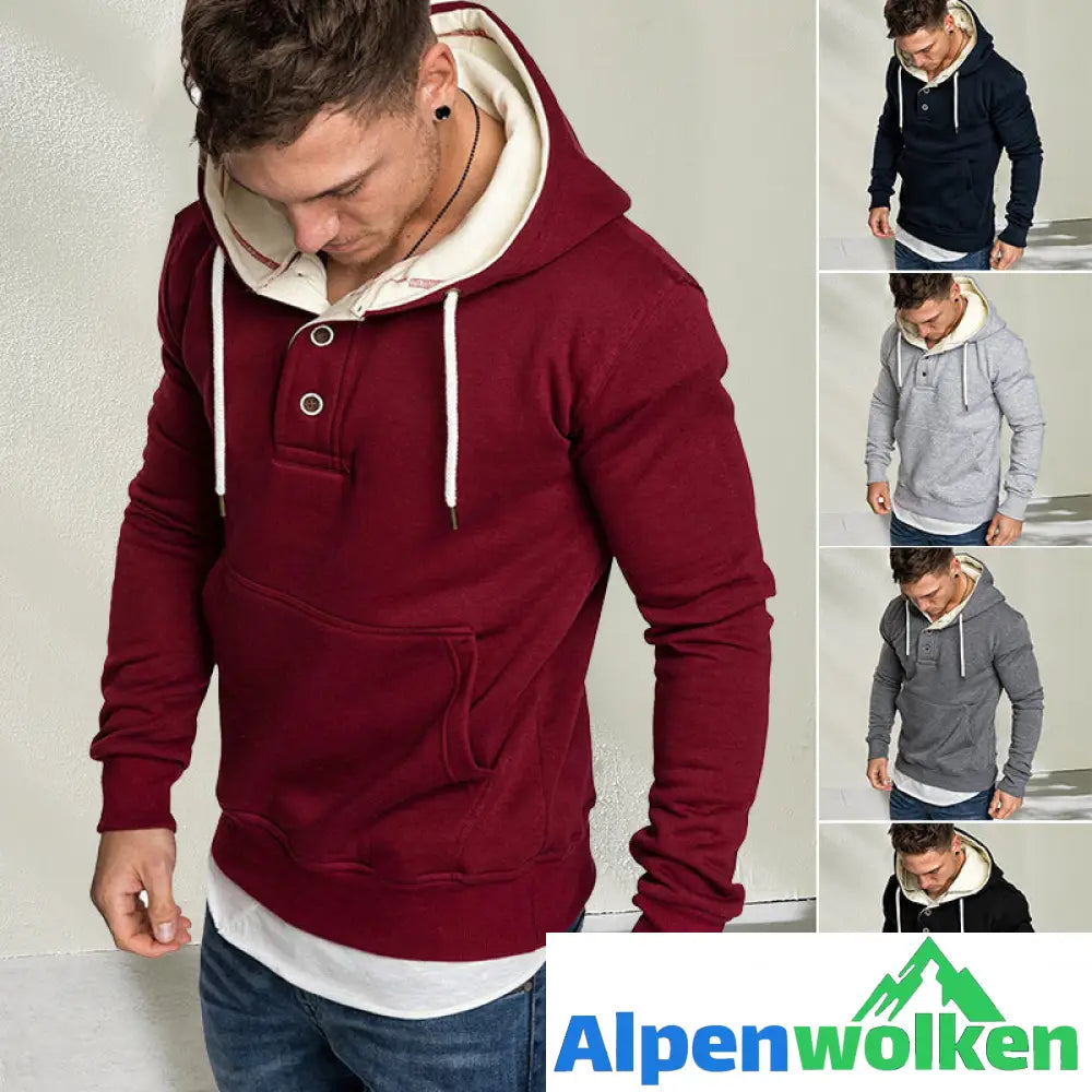 Alpenwolken - Stylischer Kapuzenpullover mit Knöpfen für Herren