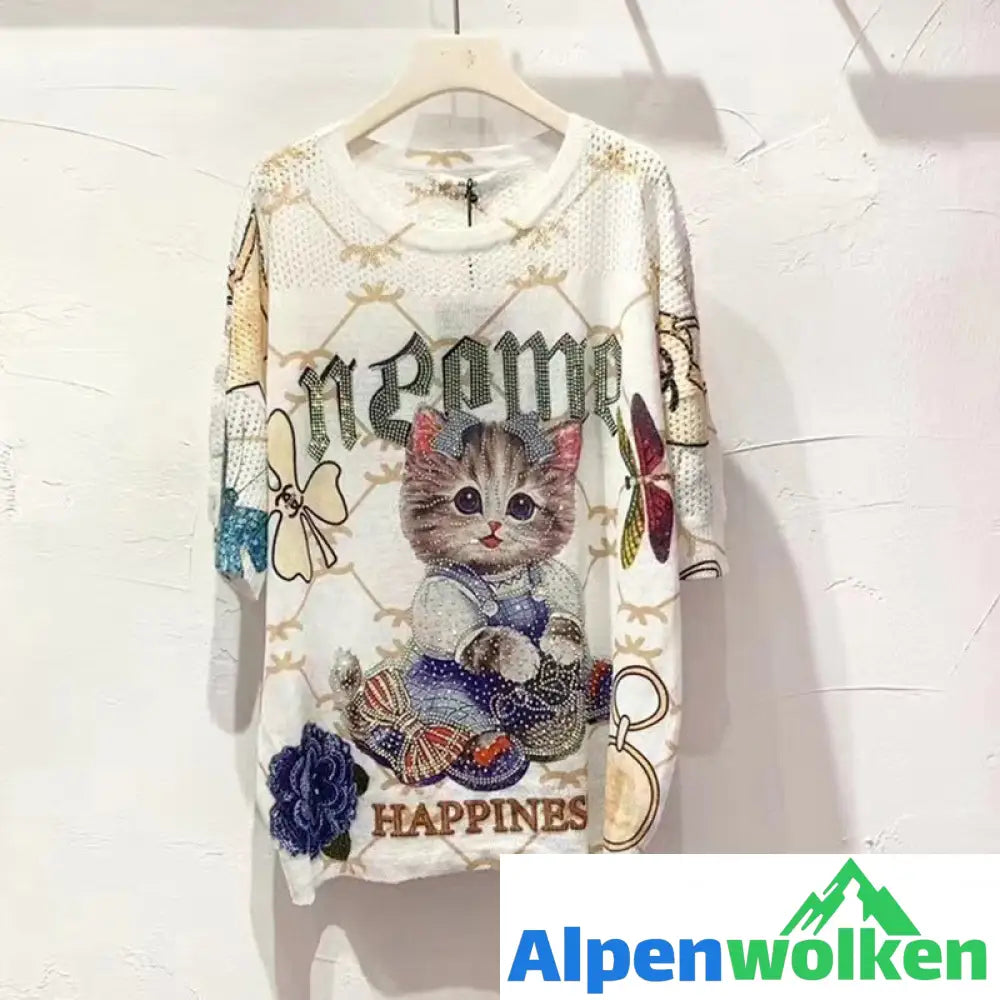 Alpenwolken - Süßes Kurzarm-T-Shirt mit Pailletten