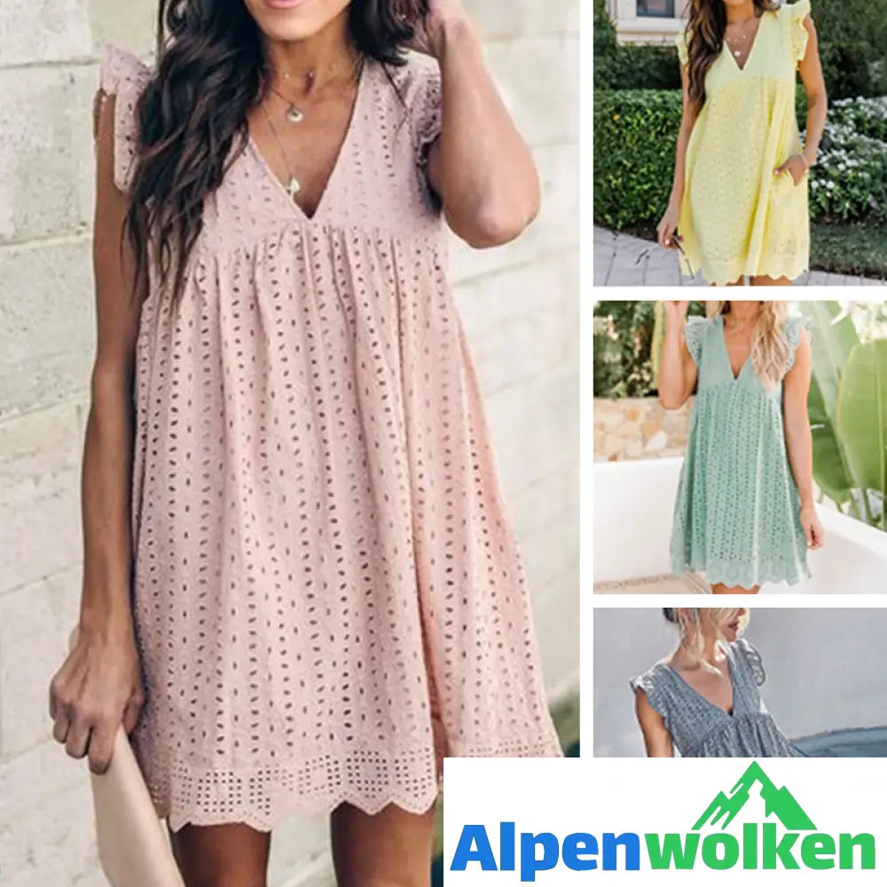 Alpenwolken - Süßes Strandkleid mit V-Ausschnitt