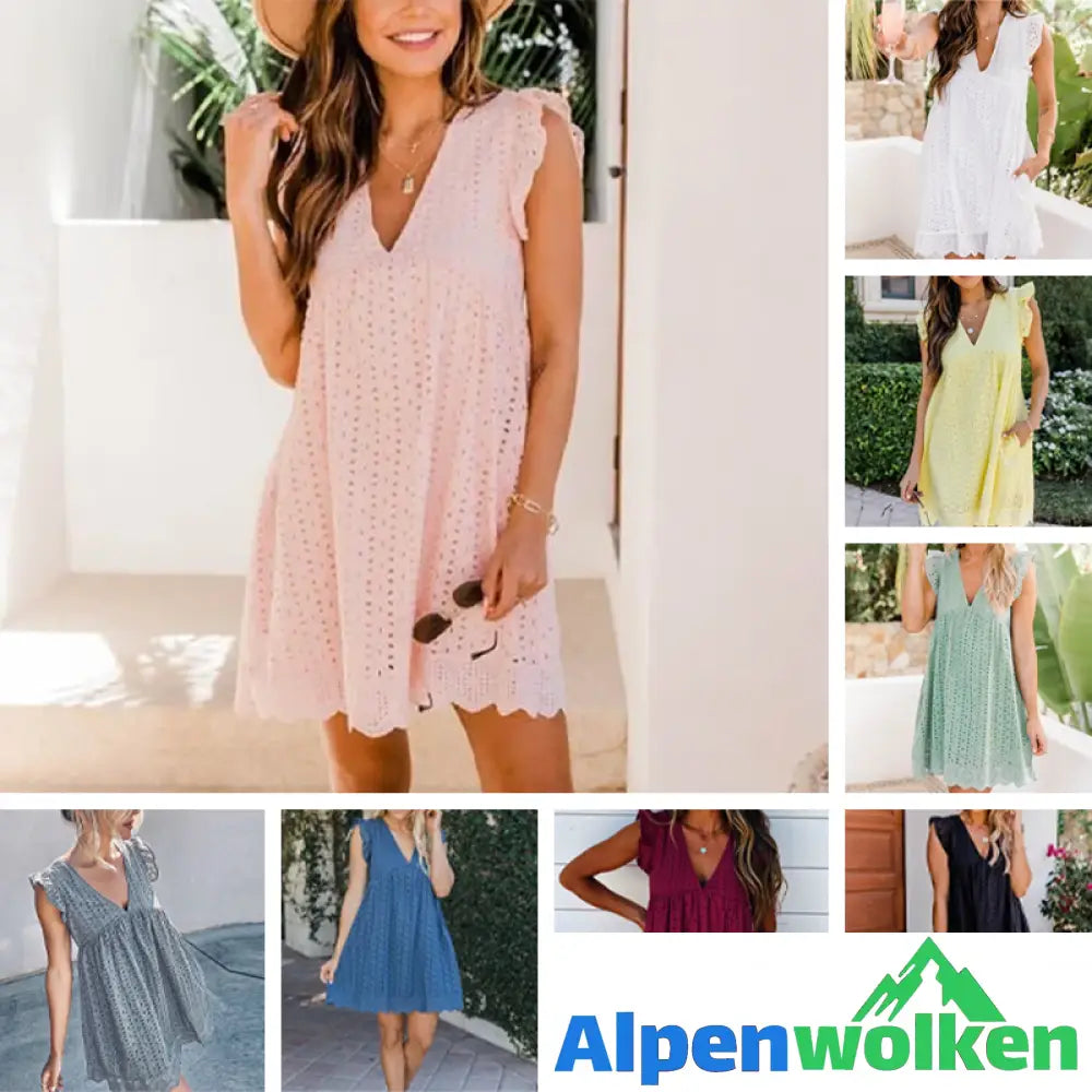 Alpenwolken - Süßes Strandkleid mit V-Ausschnitt