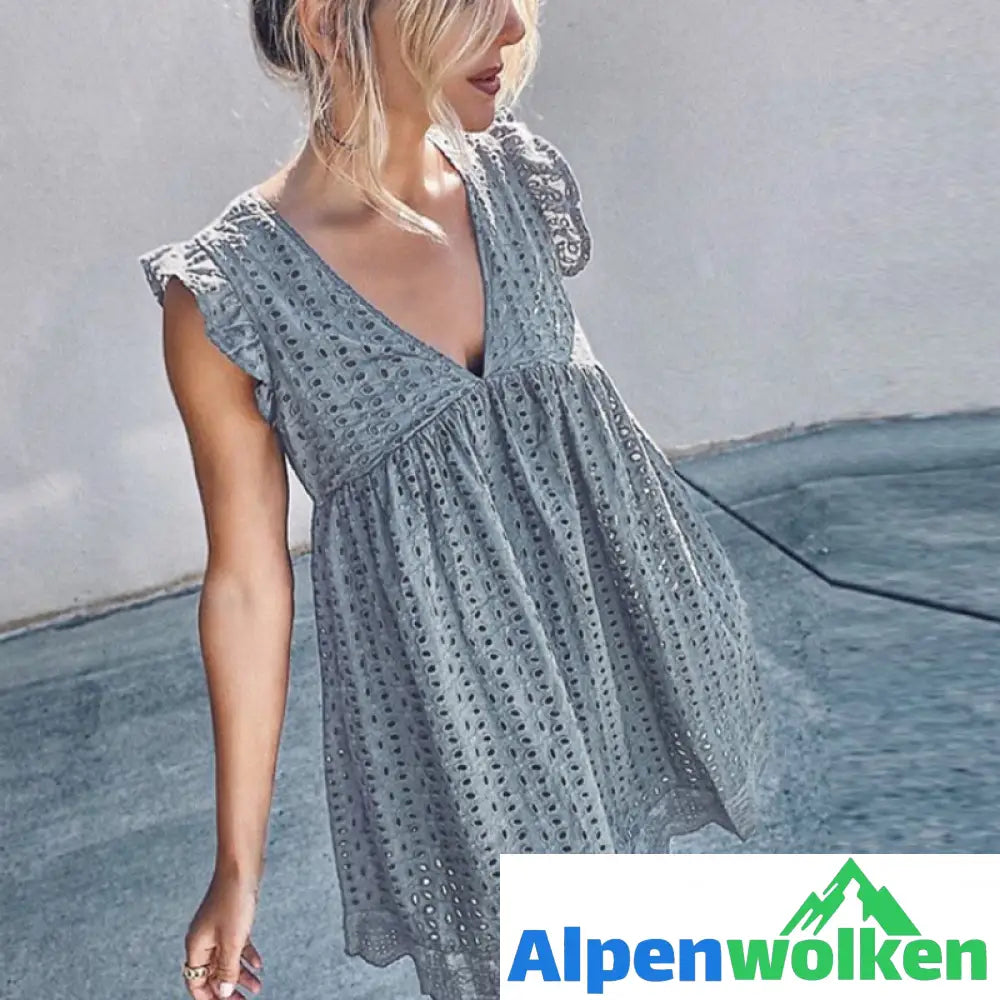 Alpenwolken - Süßes Strandkleid mit V-Ausschnitt