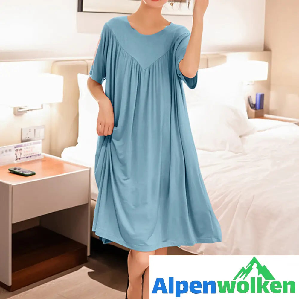 Alpenwolken - Super weiches bequemes kurzärmliges lockeres Pyjamakleid