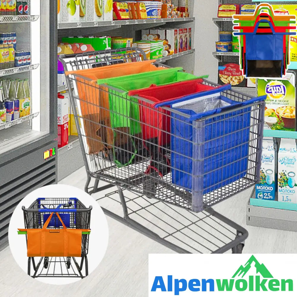 Alpenwolken - Supermarkt-Trolley-Einkaufstasche Thermotasche, 4 Stk