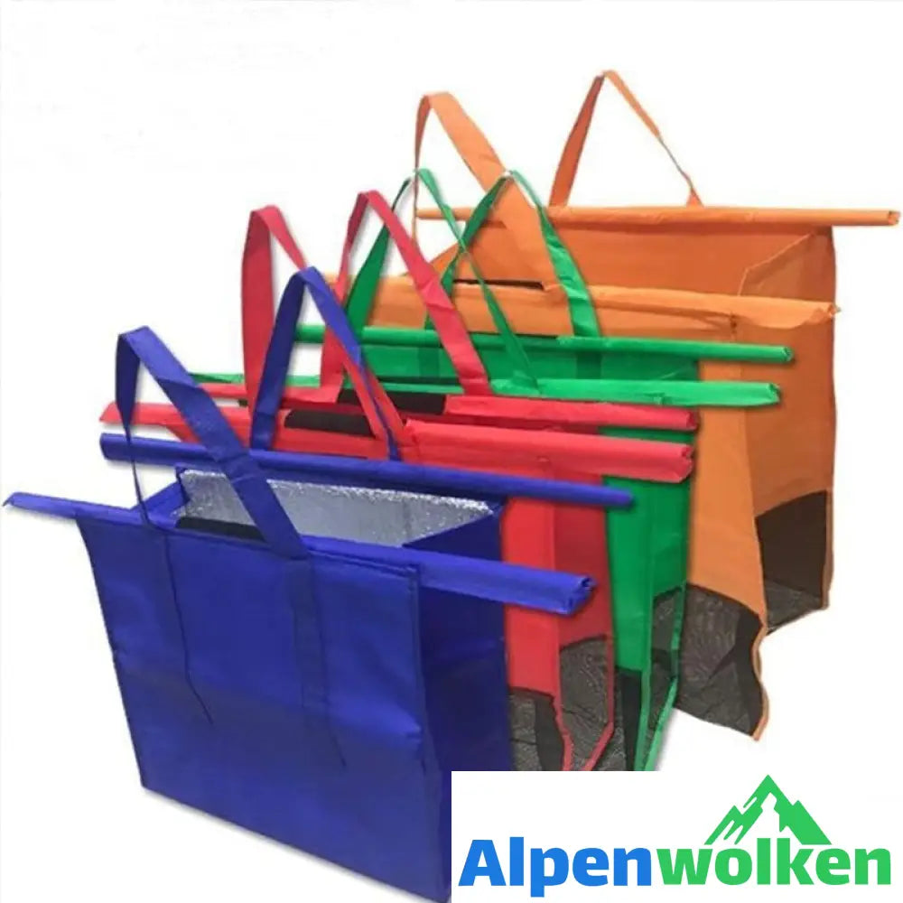 Alpenwolken - Supermarkt-Trolley-Einkaufstasche Thermotasche, 4 Stk 4 normale Einkaufstaschen