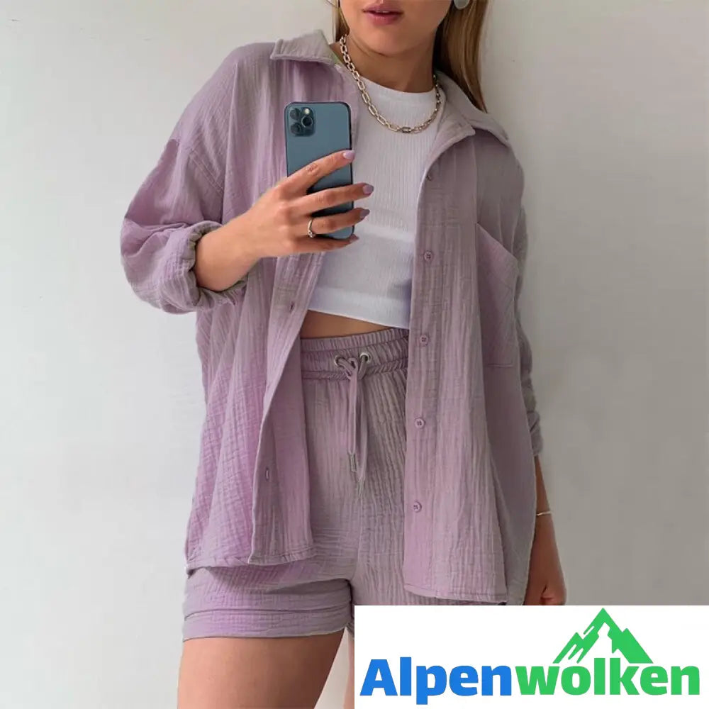 Alpenwolken - SUSSIE - BAUMWOLLANZUG WOMEN Tiefes Violett