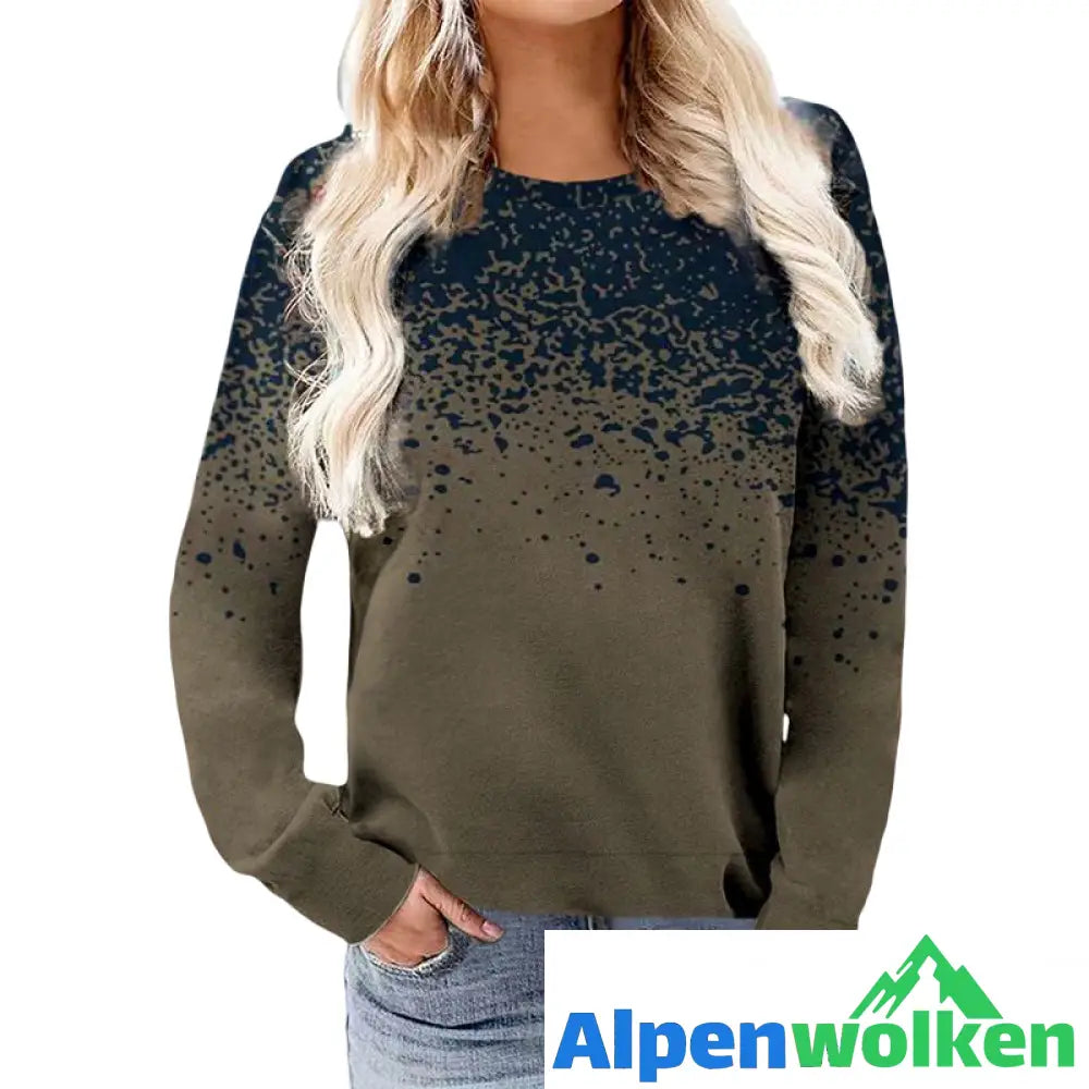 Alpenwolken - Sweatshirt mit Tintenpunktdruck und Rundhalsausschnitt