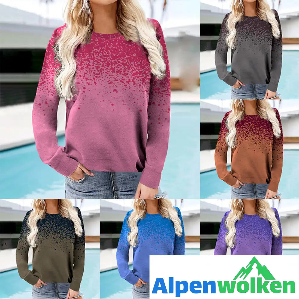 Alpenwolken - Sweatshirt mit Tintenpunktdruck und Rundhalsausschnitt