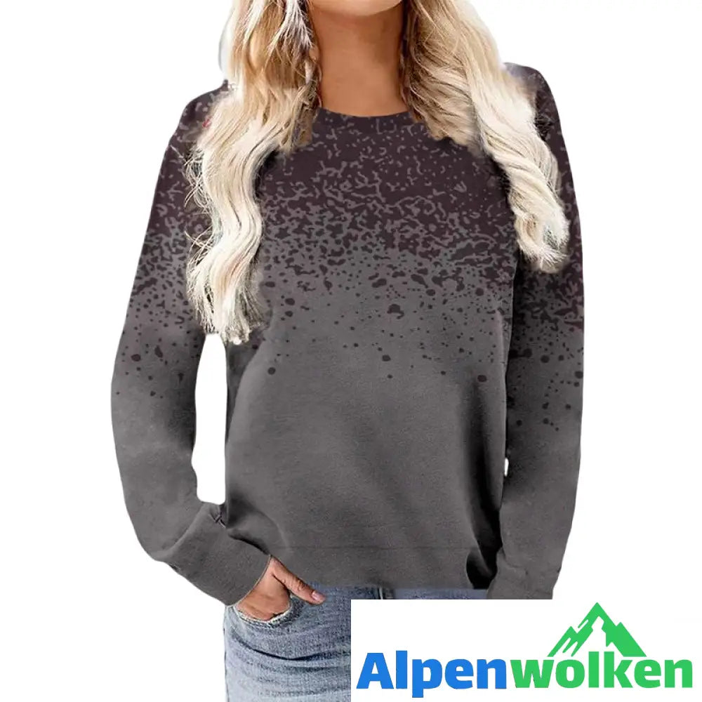 Alpenwolken - Sweatshirt mit Tintenpunktdruck und Rundhalsausschnitt