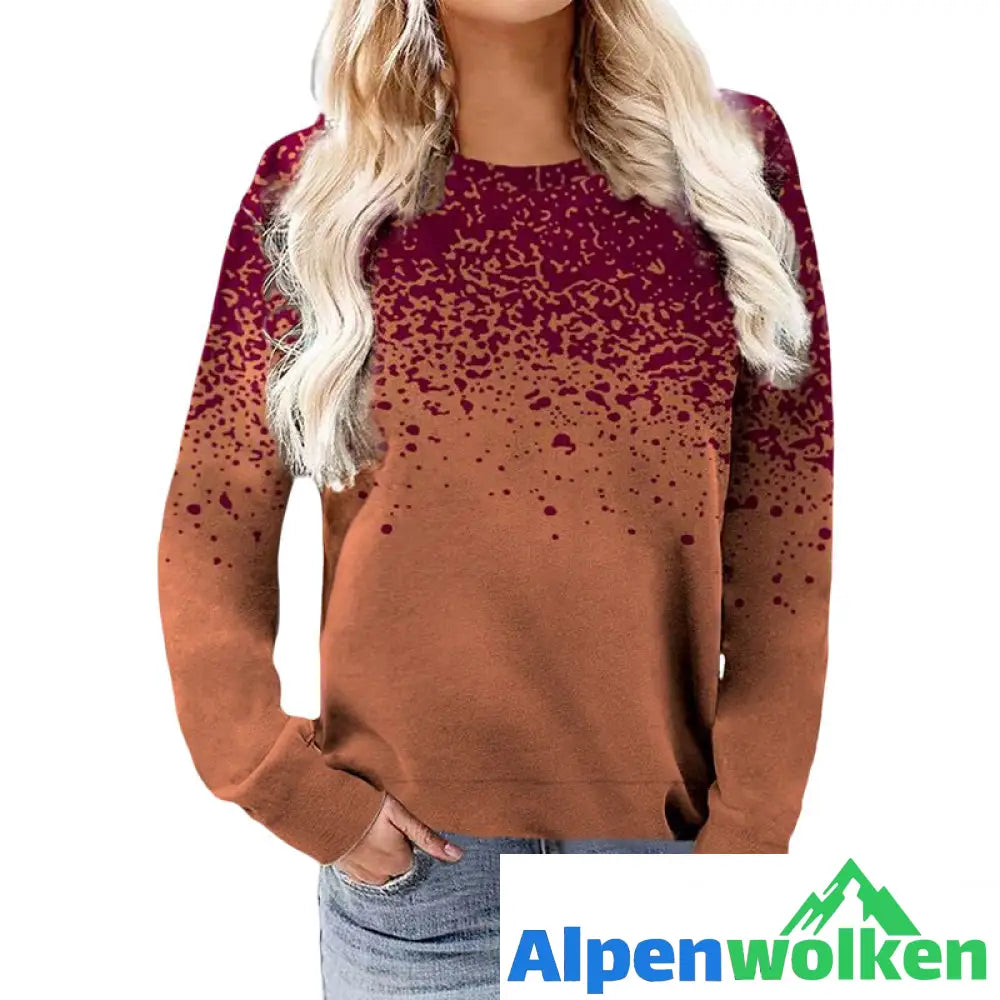 Alpenwolken - Sweatshirt mit Tintenpunktdruck und Rundhalsausschnitt