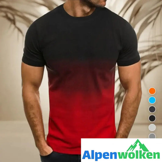 Alpenwolken - T-Shirt mit Rundhalsausschnitt und 3D-Farbverlauf