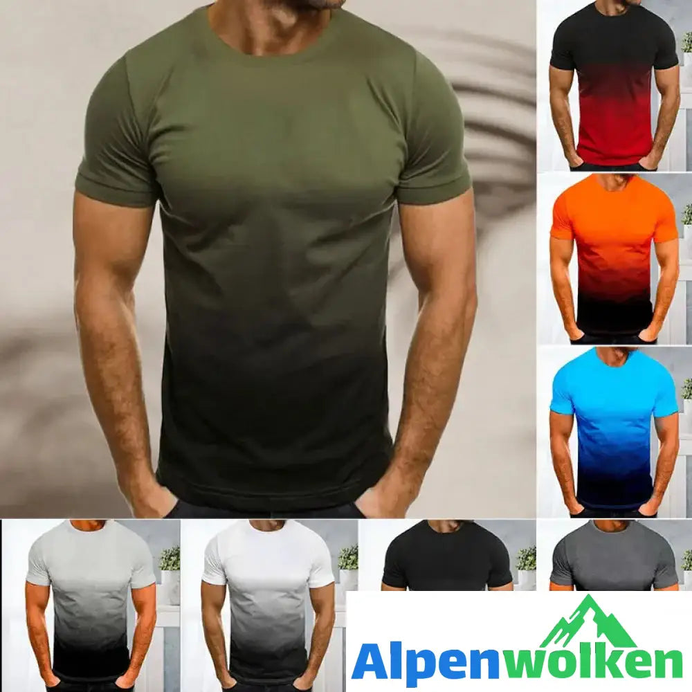 Alpenwolken - T-Shirt mit Rundhalsausschnitt und 3D-Farbverlauf