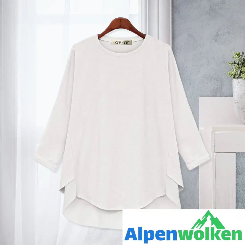 Alpenwolken - T-Shirt mit Rundhalsausschnitt und unregelmäßigem Saum