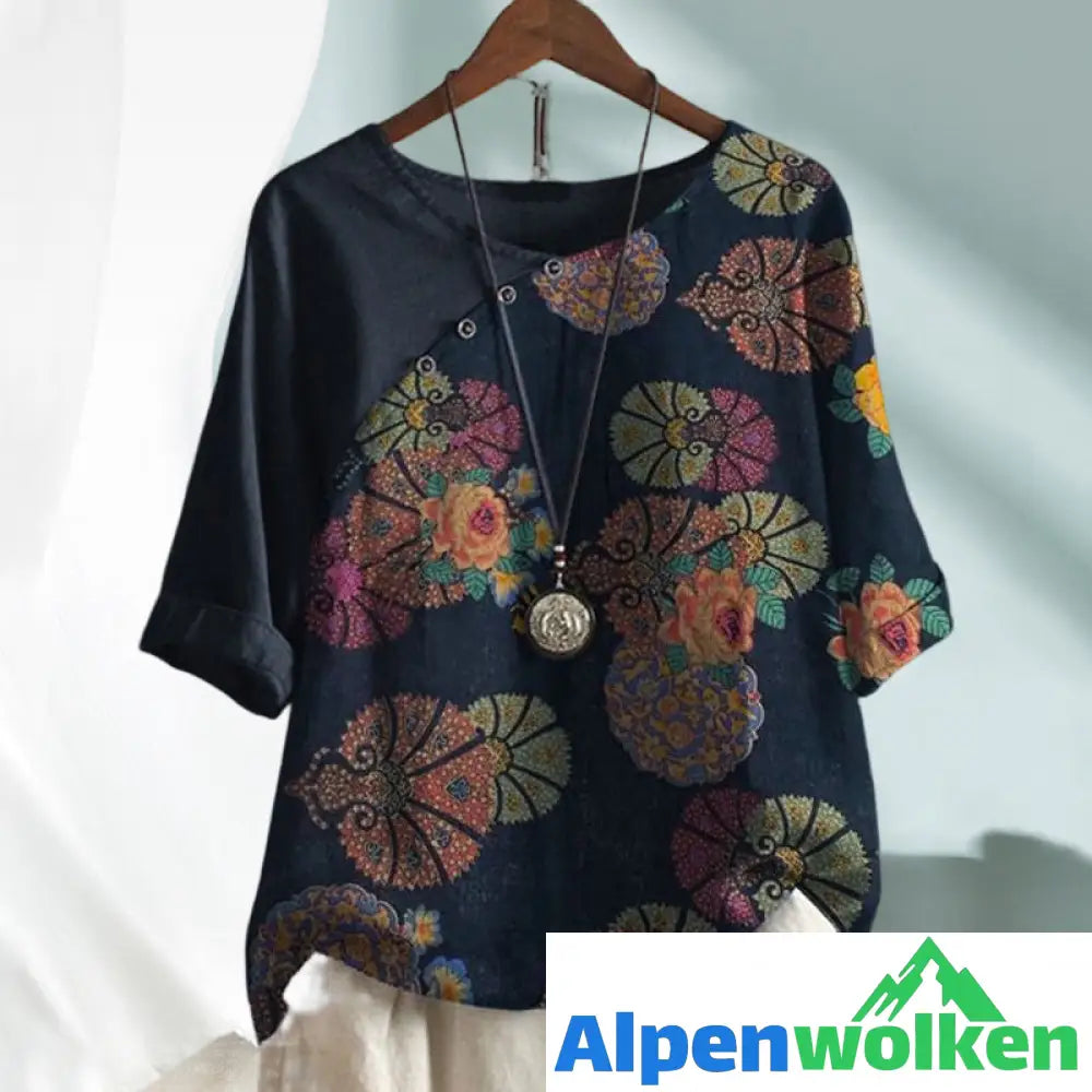 Alpenwolken - T-Shirt mit Rundhalsausschnitt und Vintage-Print